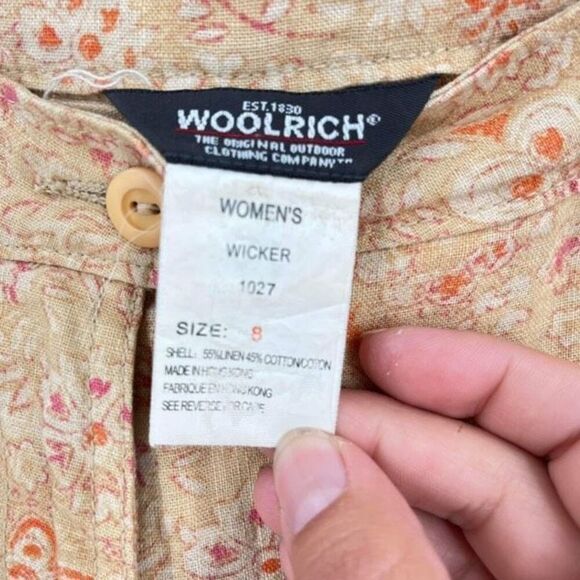 Vintage Woolrich Wicker Floral Linen Blend Crop Capri Pants Orange yellow Size 8 - Picture 4 of 12